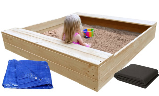 Duża piaskownica drewniana dziecięca + plandeka - producent